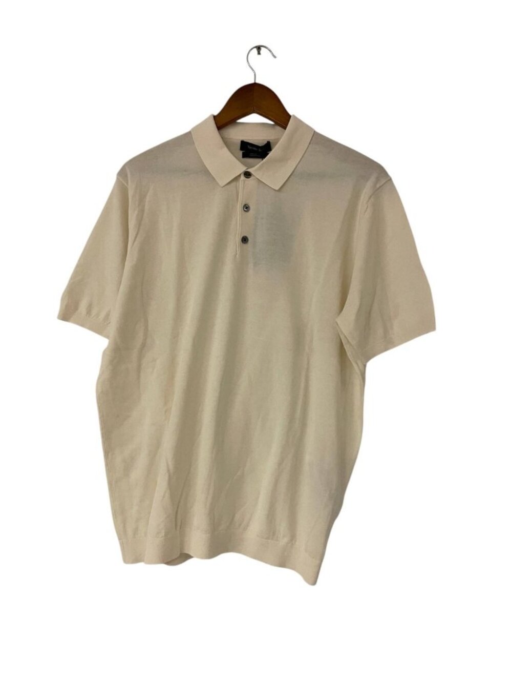 Massimo Dutti Mens Polo Shirt Large Cream ivory Cotton Short Sleeve 0950/366 NWT